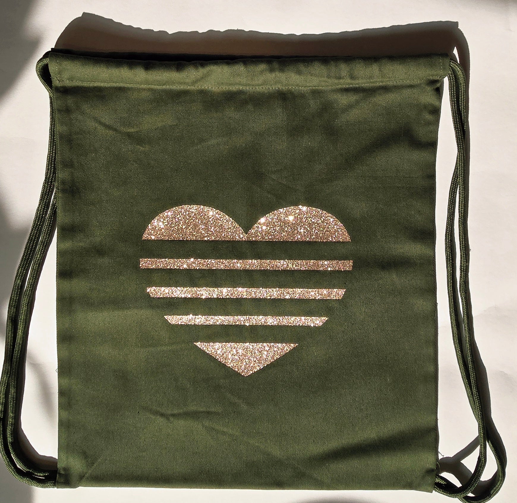 Drawstring Bag Hunter Green & Rose Gold